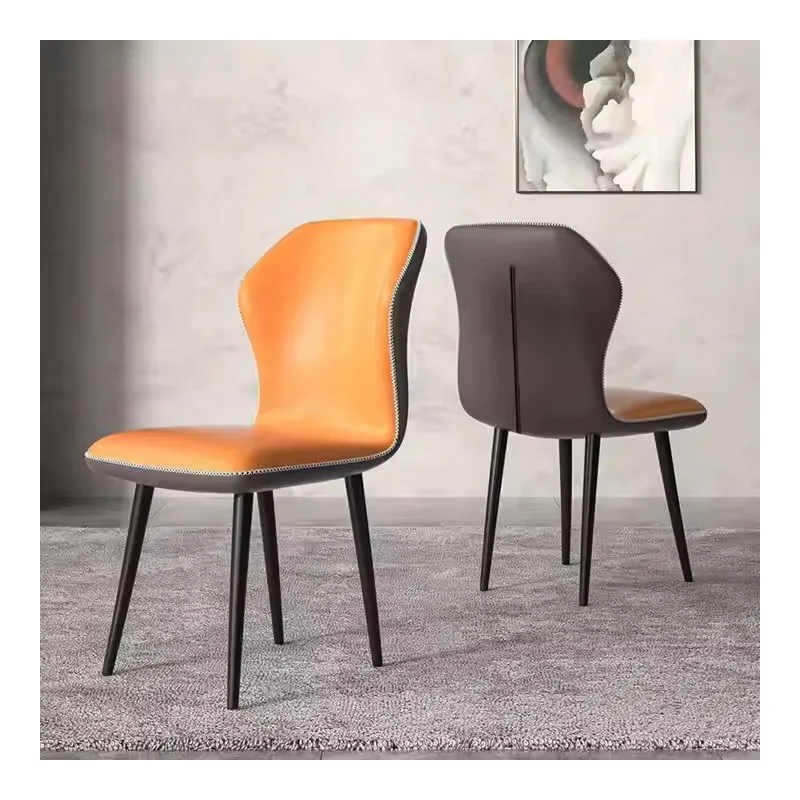 JP Nordic-style Iron and Leather Dining Chair photo 3