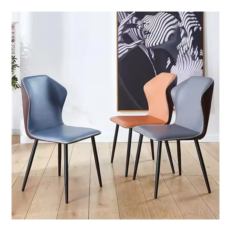 JP Nordic-style Iron and Leather Dining Chair