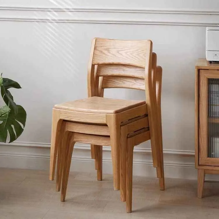 JP Stackable Solid Wood Dining Chairs Light photo 1