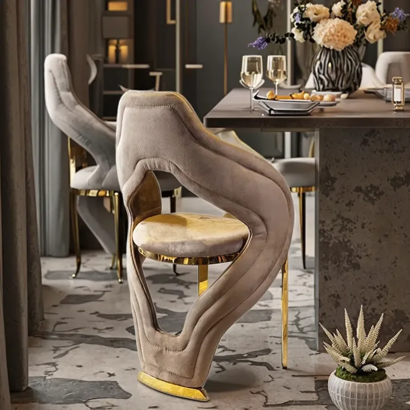 JP Tufted Dining Chair with Gold Accent