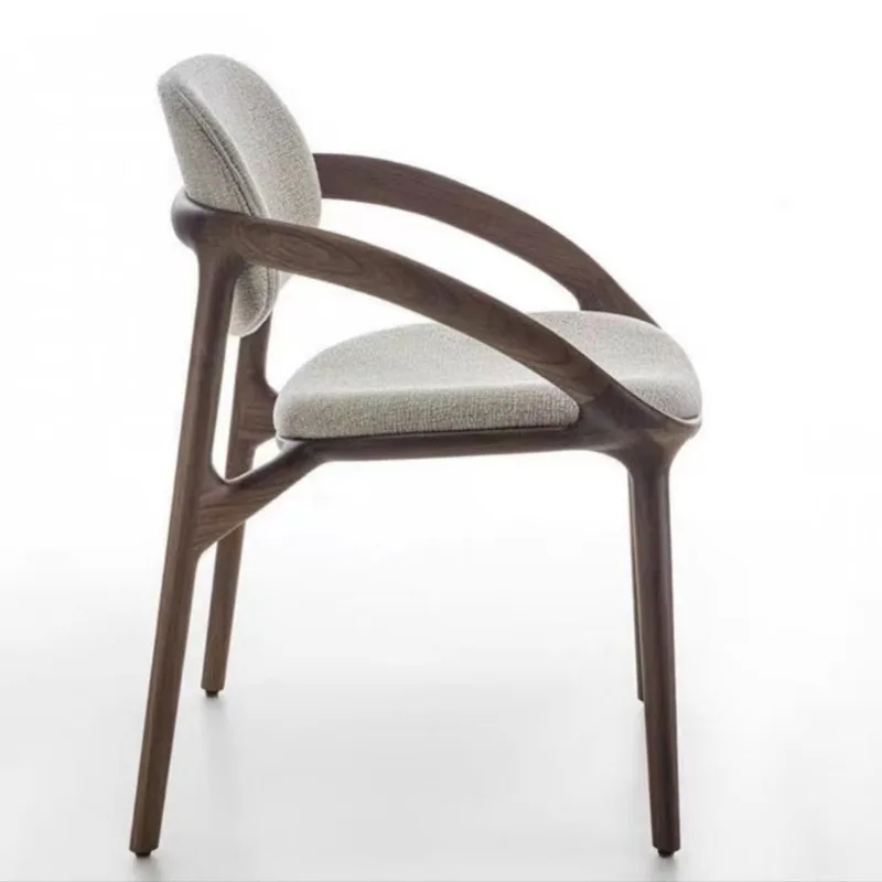 JP Walnut Solid Wood Chair,Linen Fabric Dining Chair photo 2