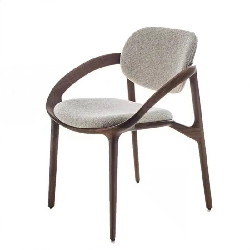 JP Walnut Solid Wood Chair,Linen Fabric Dining Chair