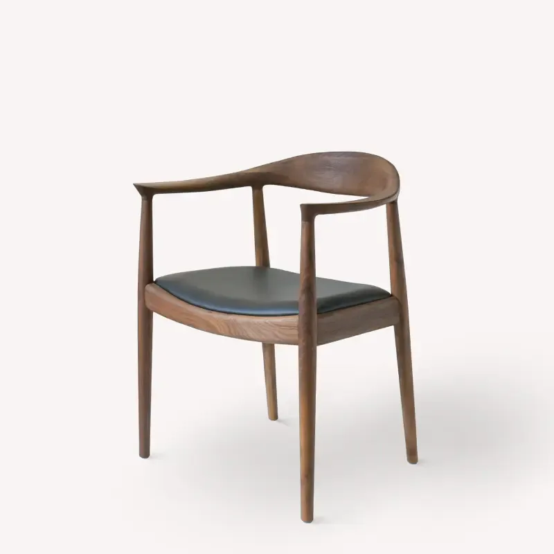 JP White Rubber Wood Leather Dining Chair photo 3