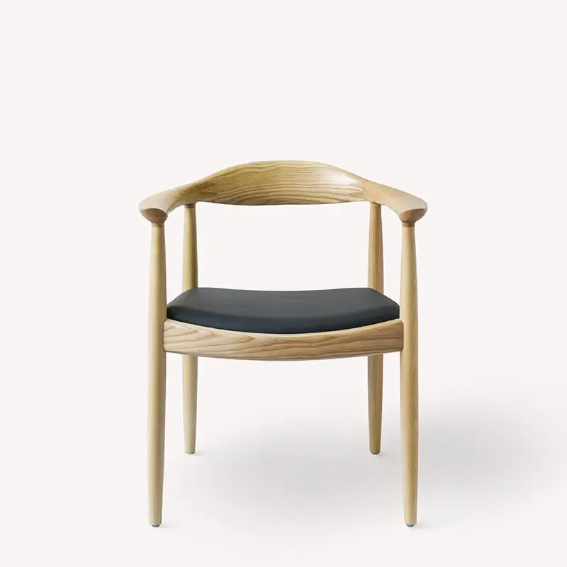 JP White Rubber Wood Leather Dining Chair