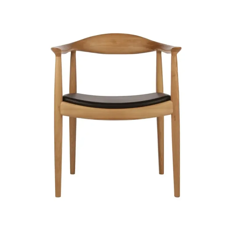 JP Woven Cord Side Leather Wood Chair photo 2