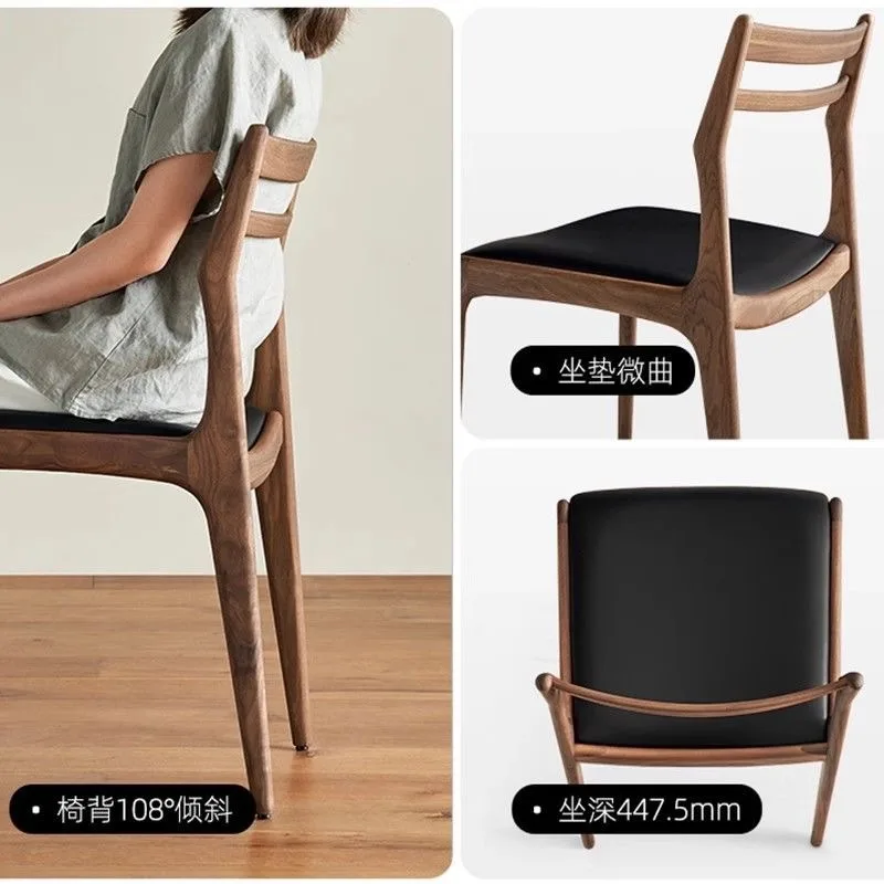 JP Modern Solid Wood Leather Chairs Restaurant photo 3