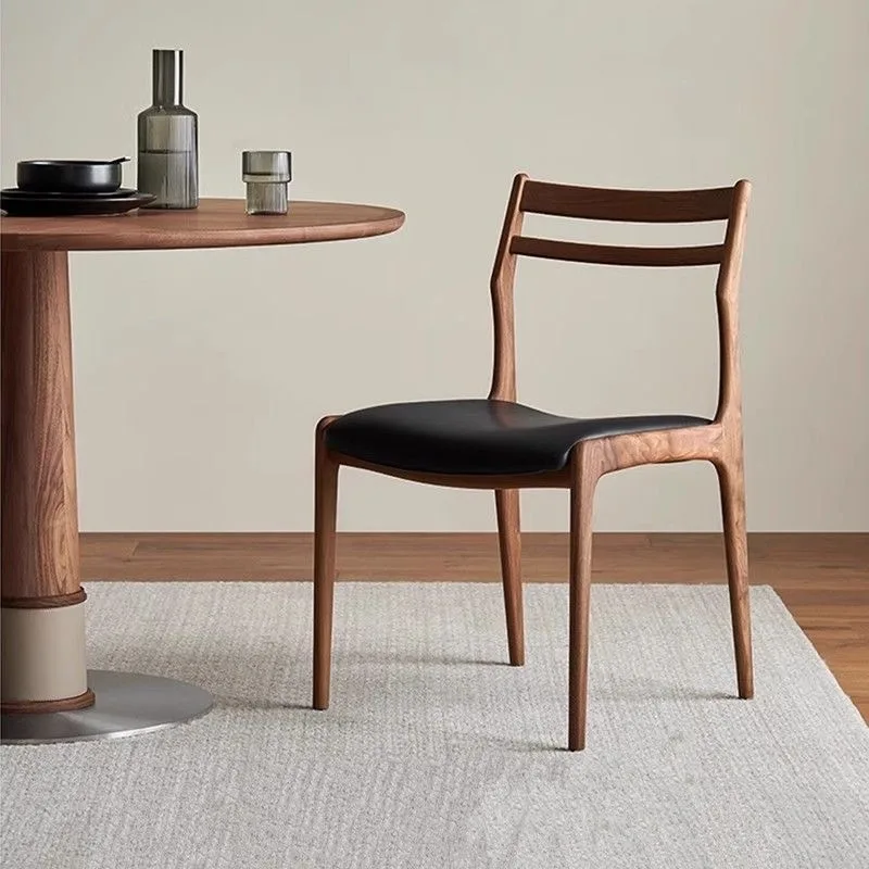 JP Modern Solid Wood Leather Chairs Restaurant