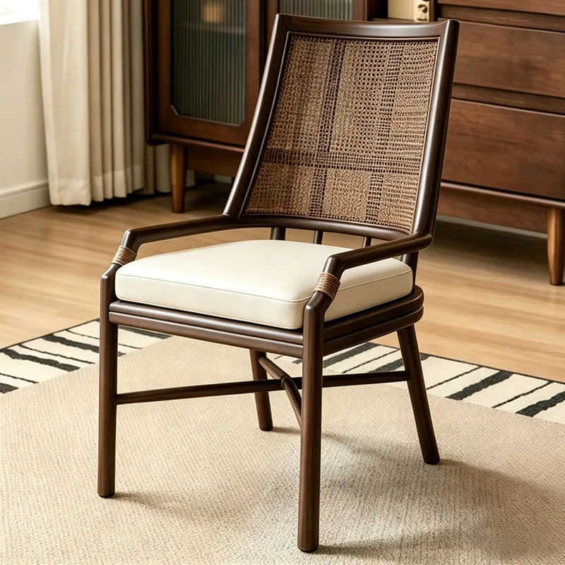 JP Modern Solid Wood Leather Upholstered Ergonomic