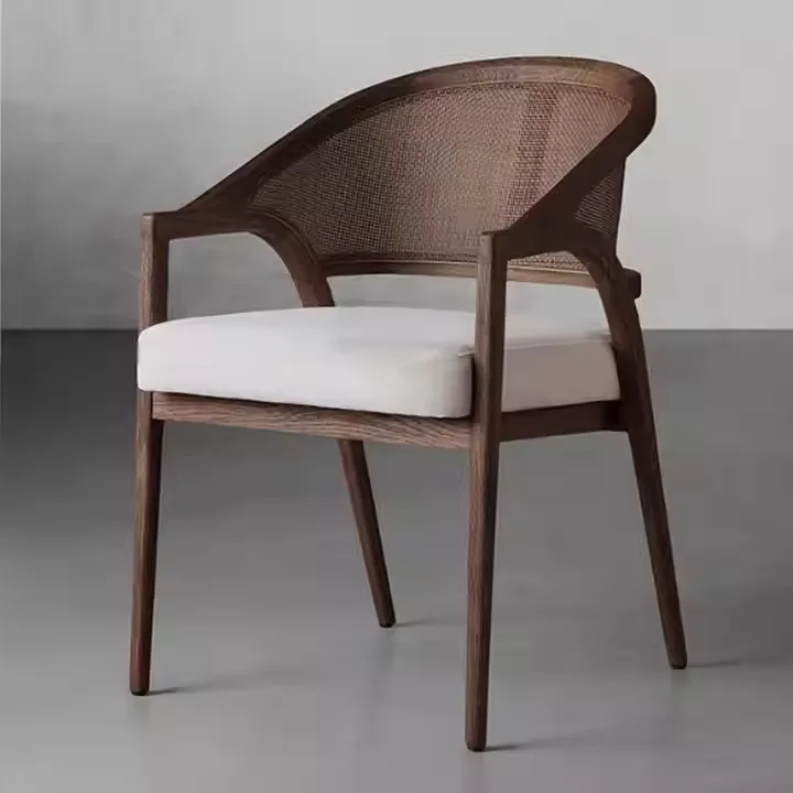 JP Nordic Solid Wood Rattan Dining Chair Home photo 2