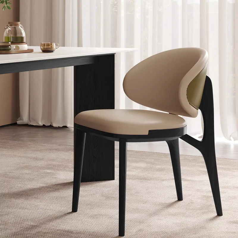 JP Italian Style Minimalist Solid Wood Leather Upholstered Armless photo 2