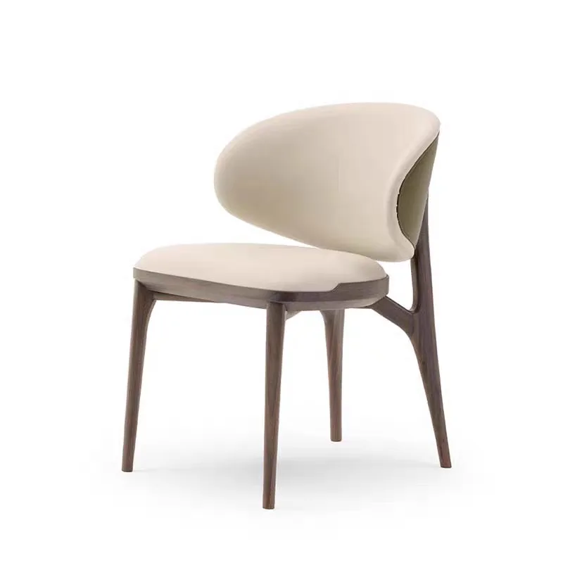 JP Italian Style Minimalist Solid Wood Leather Upholstered Armless