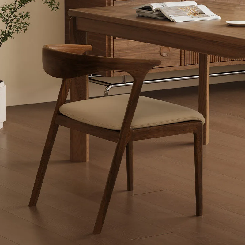 JP Nordic Modern Minimalist Solid Wood Dining Chair with Leather photo 3
