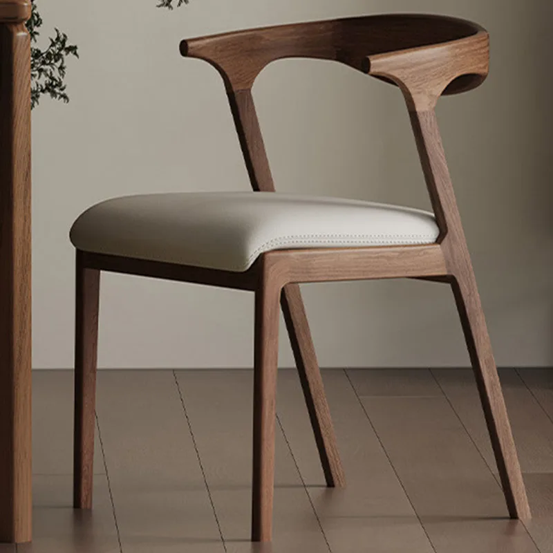JP Nordic Modern Minimalist Solid Wood Dining Chair with Leather