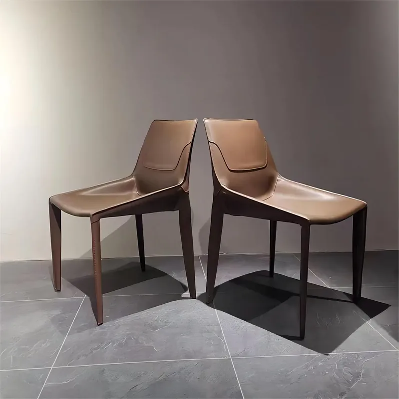 JP Italian Minimalist Saddle Leather Backrest Chair photo 2