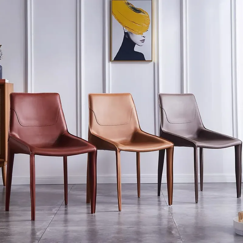 JP Italian Minimalist Saddle Leather Backrest Chair photo 3