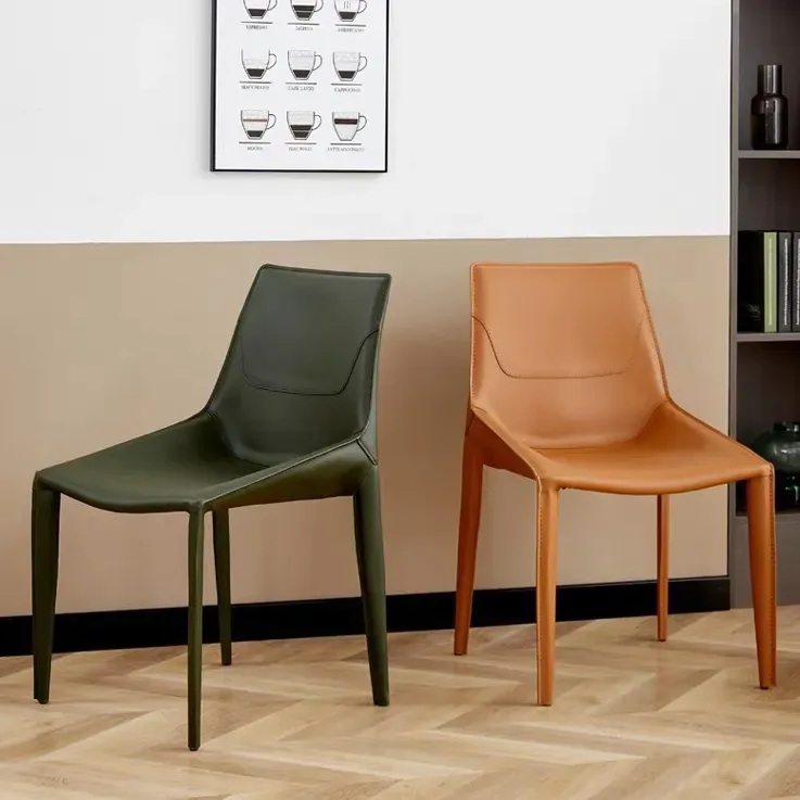 JP Italian Minimalist Saddle Leather Backrest Chair