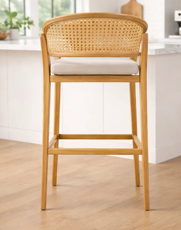 JP Wooden Coffee Cafe Shop White Cushion Armrest High photo 3
