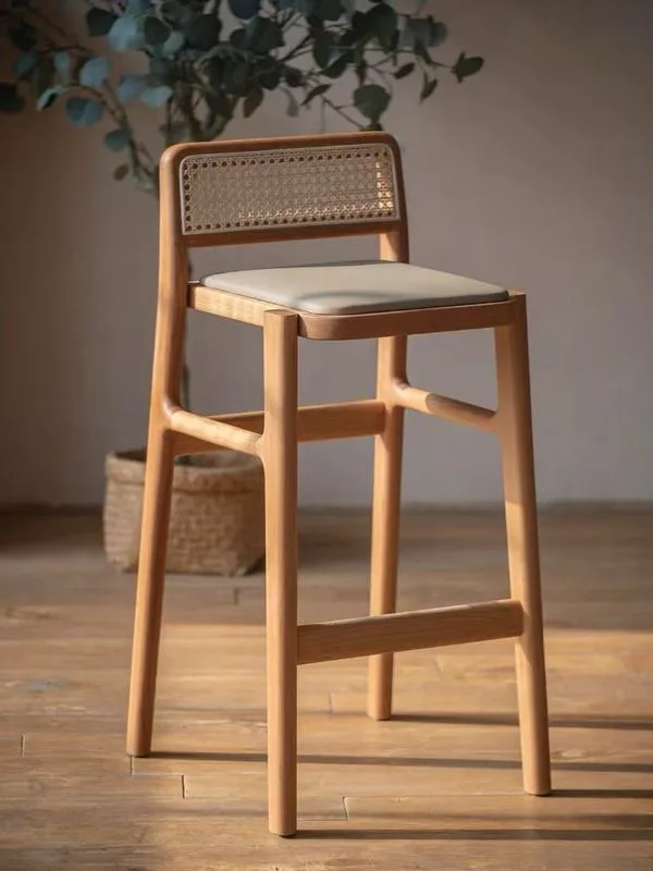 JP Wooden Coffee Cafe Shop White Cushion Armrest photo 2