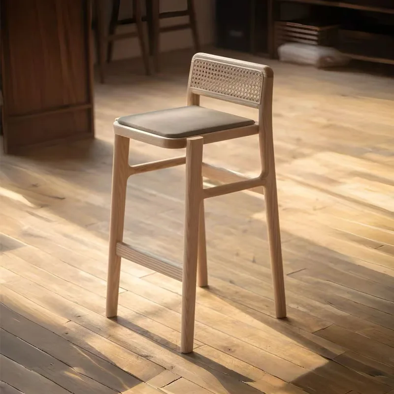 JP Wooden Coffee Cafe Shop White Cushion Armrest