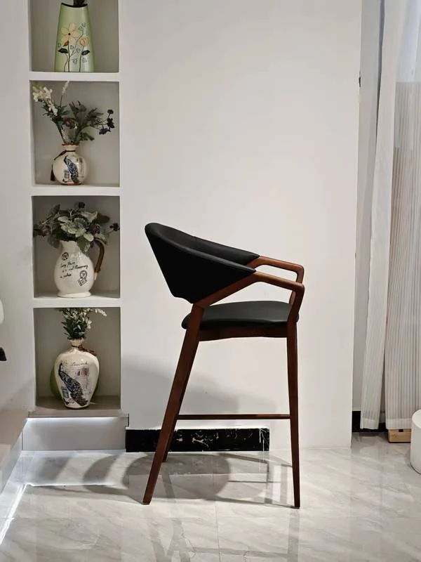 JP Modern Solid Wood Bar Stool with Armrest photo 2
