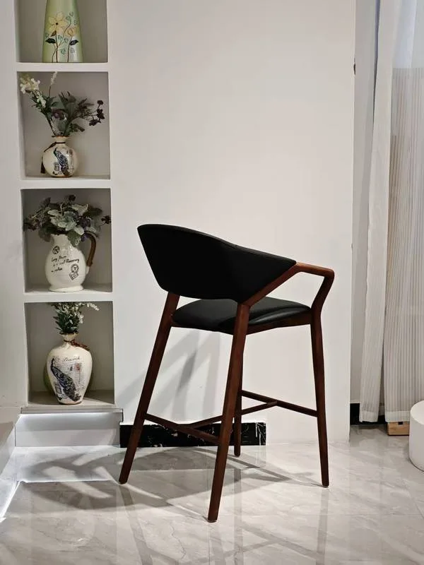 JP Modern Solid Wood Bar Stool with Armrest photo 3