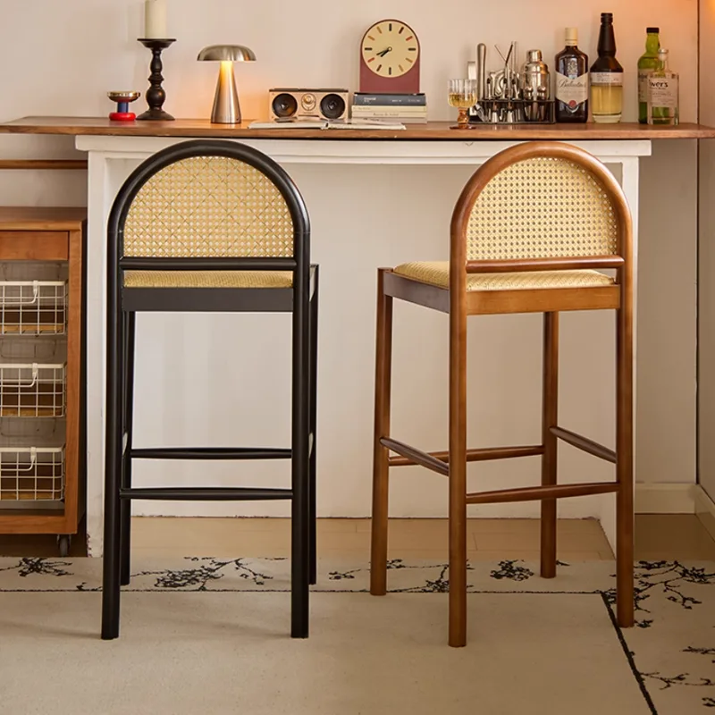 JP Antique Style Rattan Solid Wood Bar