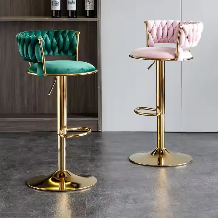JP Bar Chair Nordic Counter Furniture Metal Velvet photo 3