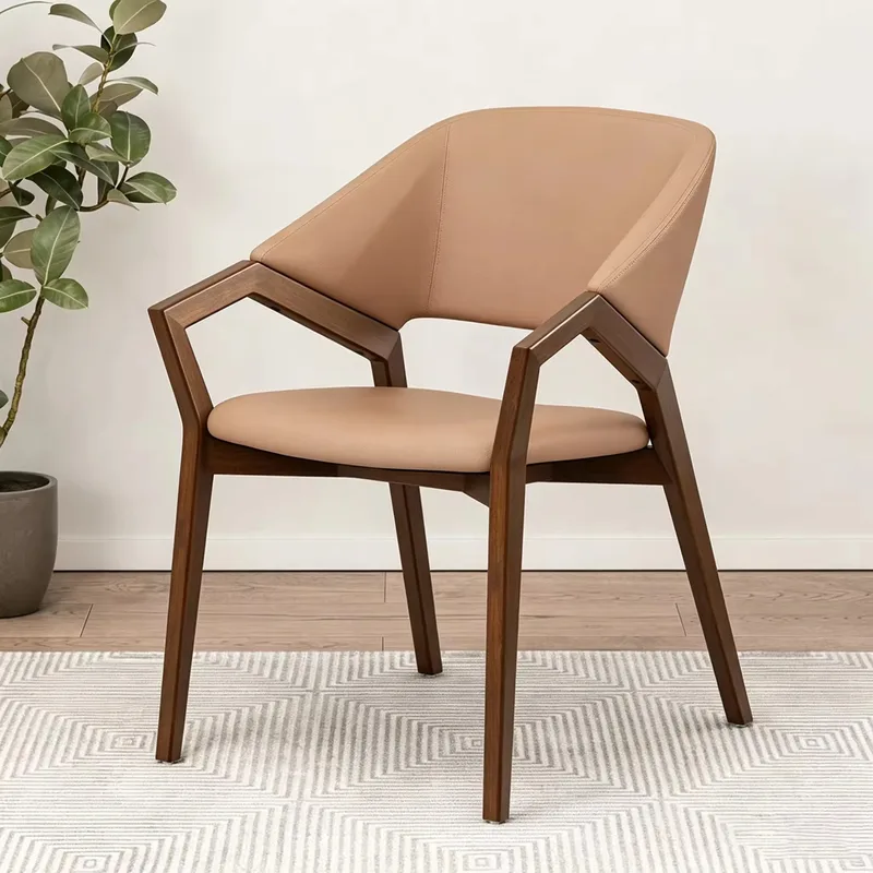 JP Simple Solid Wood Leather Dining Chairs photo 2