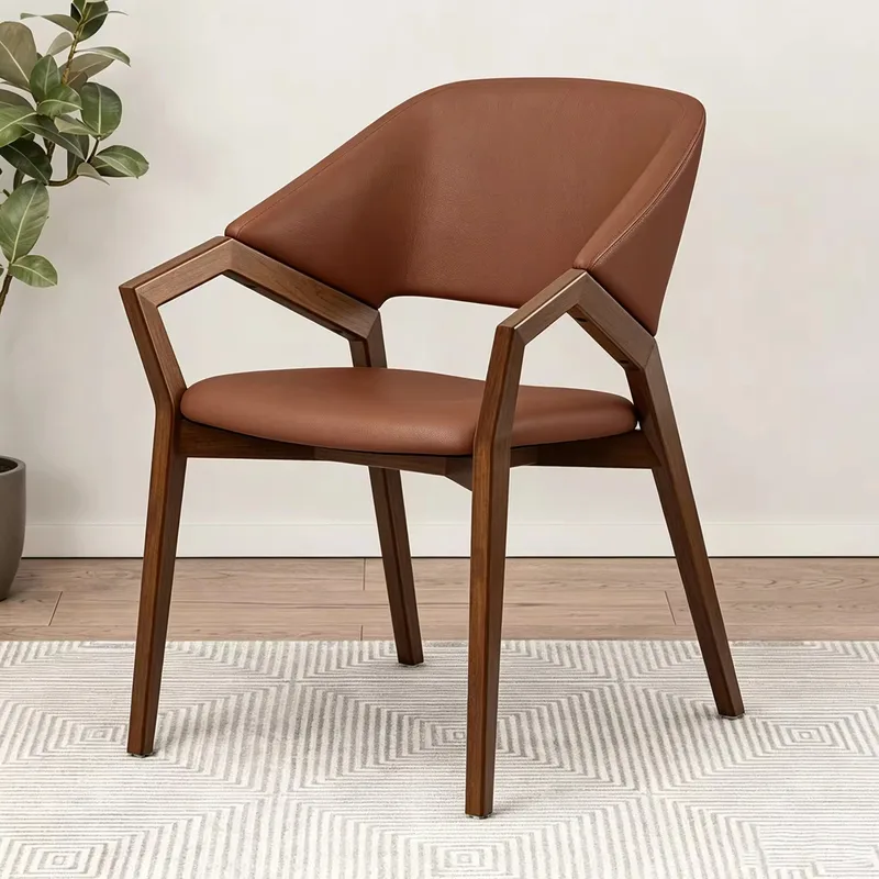 JP Simple Solid Wood Leather Dining Chairs photo 3