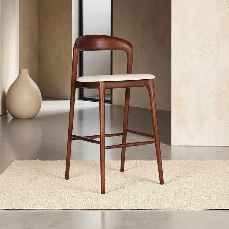 JP Modern Solid Wood Bar Stool with Upholstered