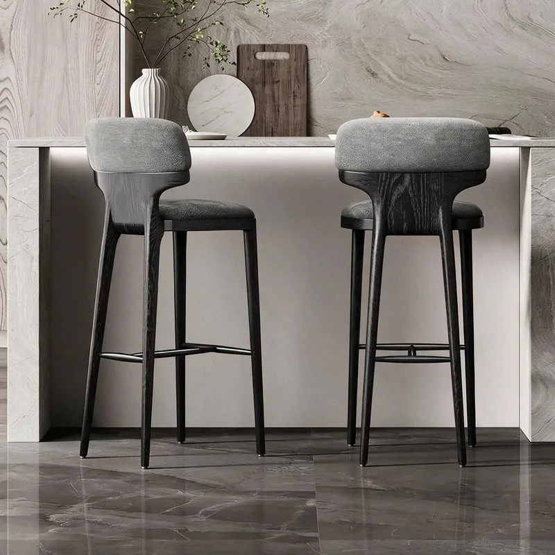 JP Solid Wood Bar Stool Luxury Upholstered photo 3