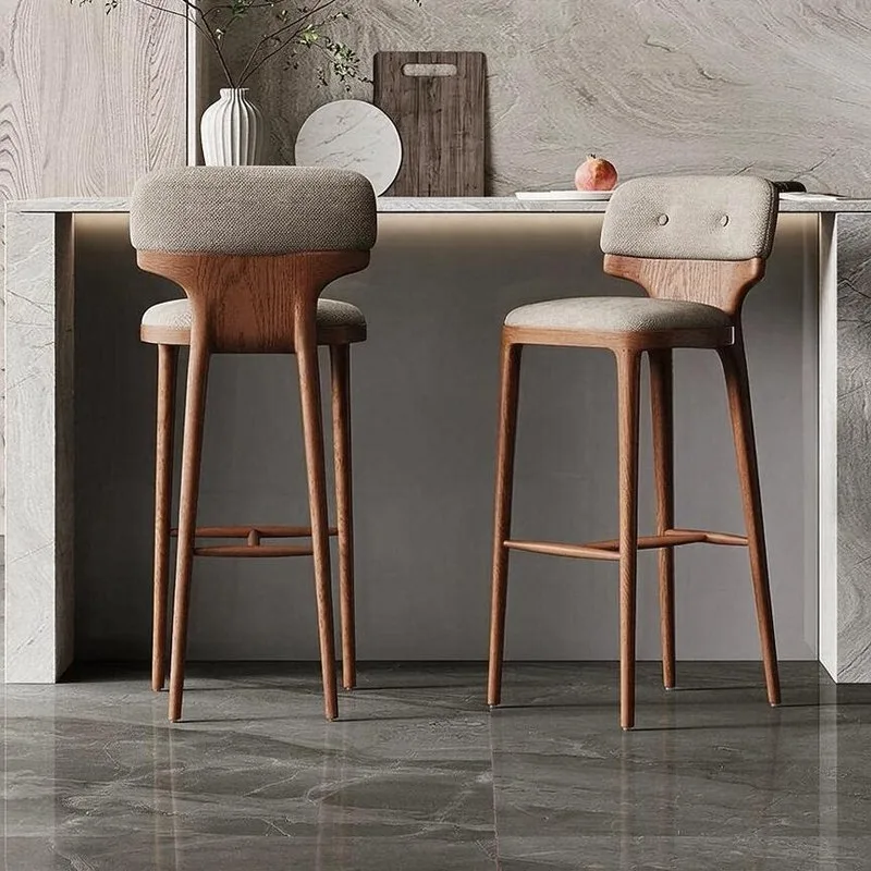 JP Solid Wood Bar Stool Luxury Upholstered