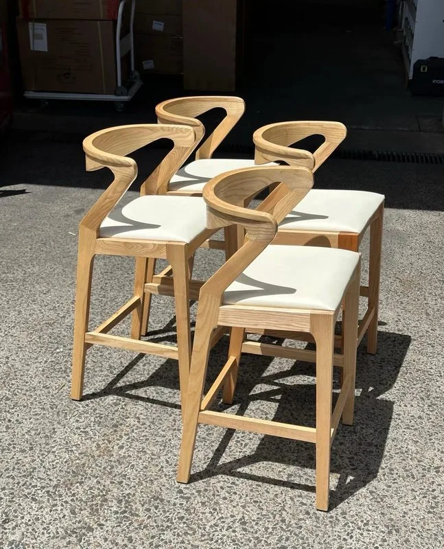JP Solid Wood Modern Simple Back Elegant Stool Kitchen