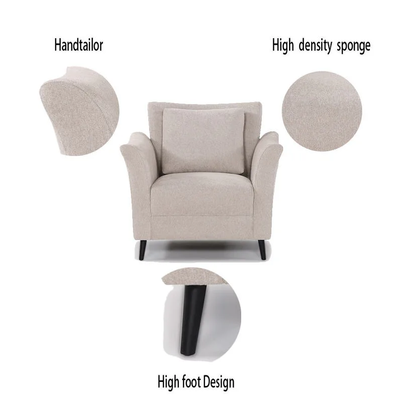 JP Luxury Chenille Fabric Tofu Accent Chair photo 3