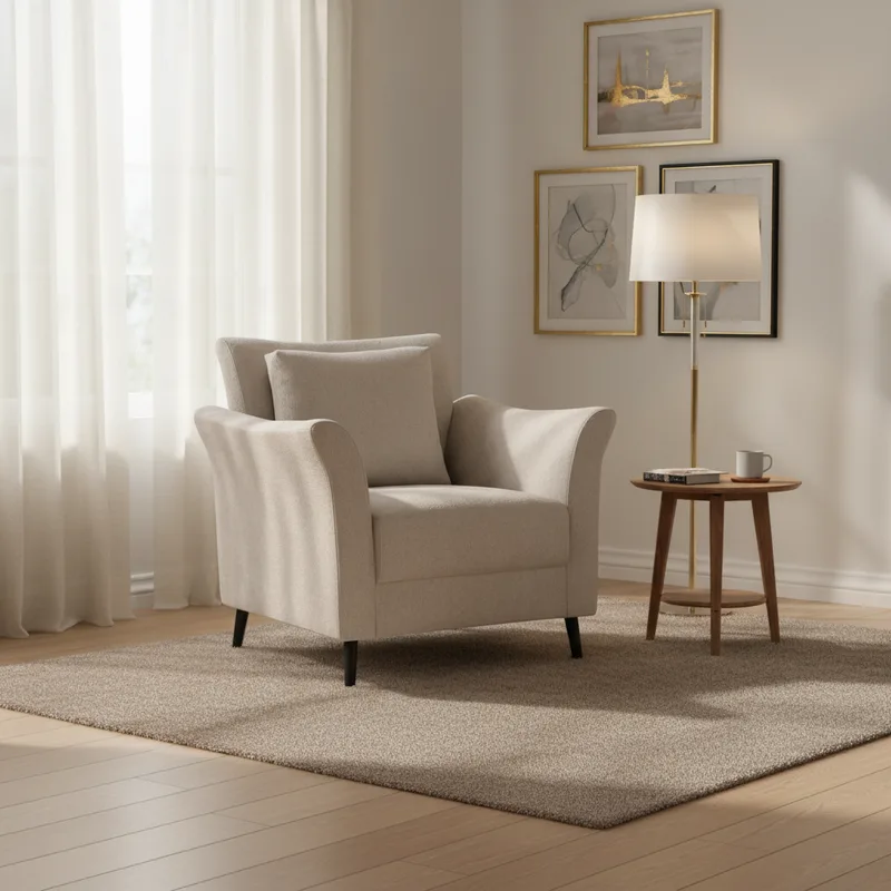 JP Luxury Chenille Fabric Tofu Accent Chair