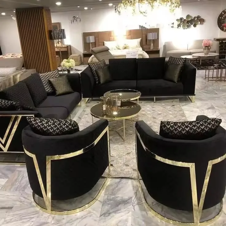 JP Luxury Gold Stainless Steel Accent Chair