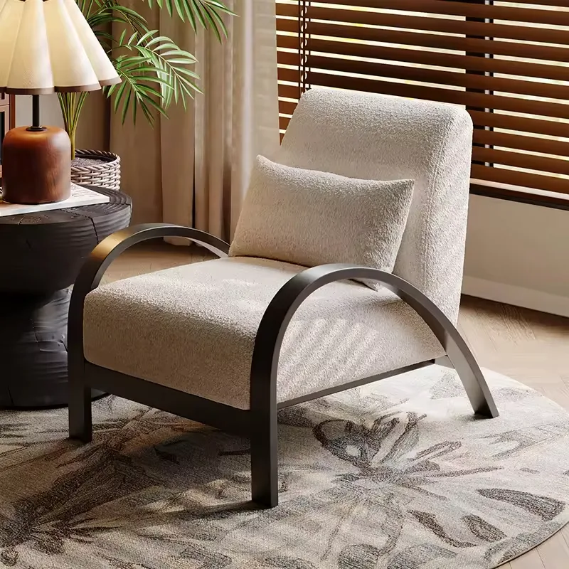 JP Modern Style Curved Oak Armchair with photo 2