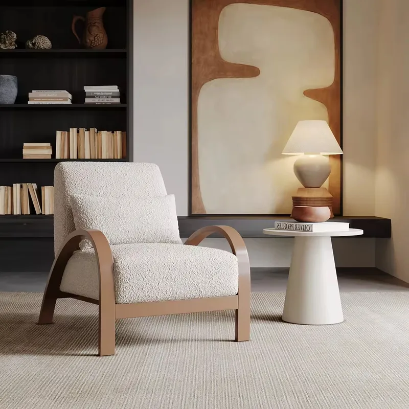 JP Modern Style Curved Oak Armchair with