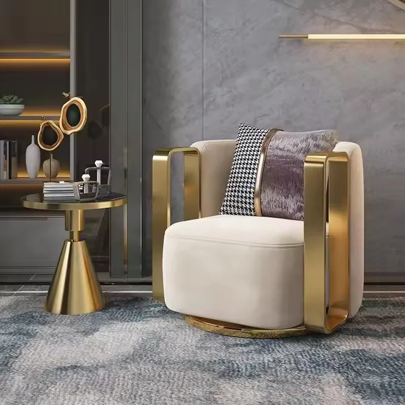 JP Modern Swivel Armchair Luxury Gold Stainless