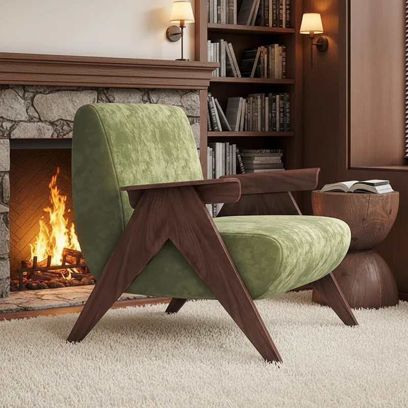 JP Retro Lounge Solid Wood Frame Chair photo 2
