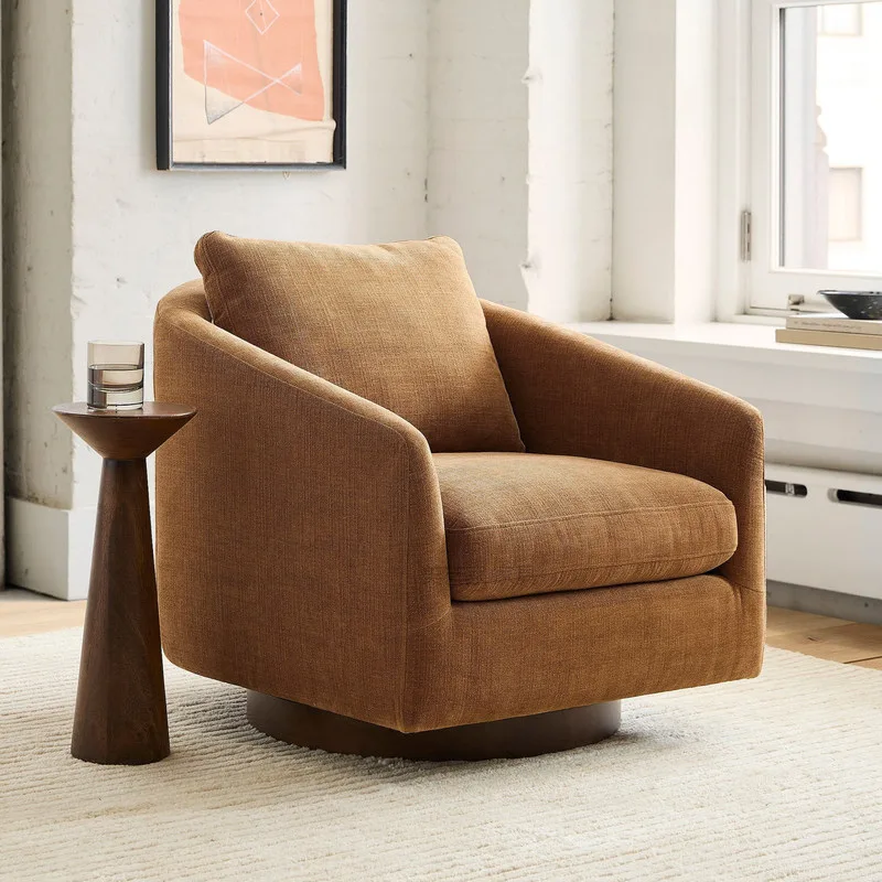 JP Rotary Velvet Wooden Base Sofa Armchair