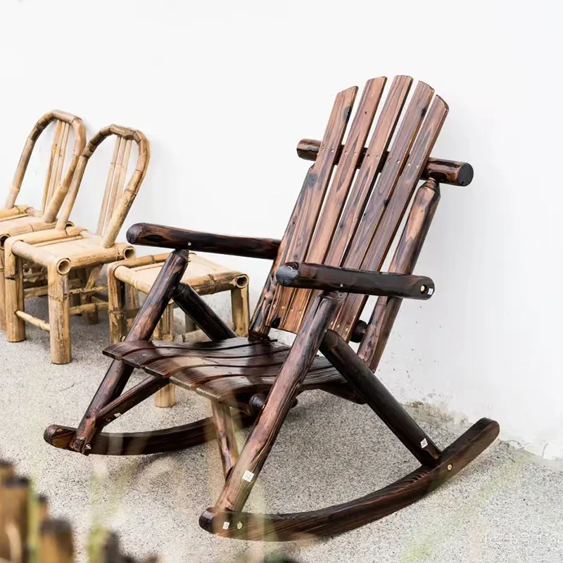 JP Wooden Leisure Rocking Chair, with Carbonized