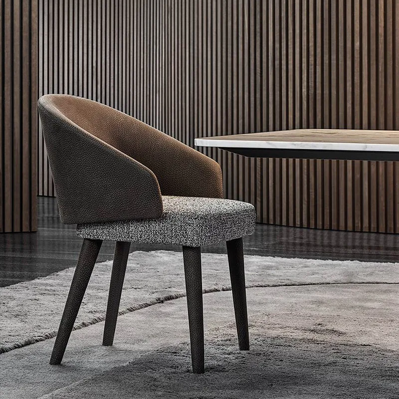 JP Contemporary Restaurant Seating Leather-Upholstered Solid Wood