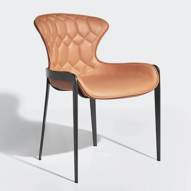 JP Italian Style Black Leather Upholstered Dining Chair Hotel
