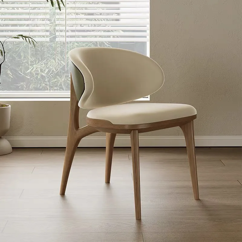 JP Italian Style Minimalist Solid Wood Leather Upholstered