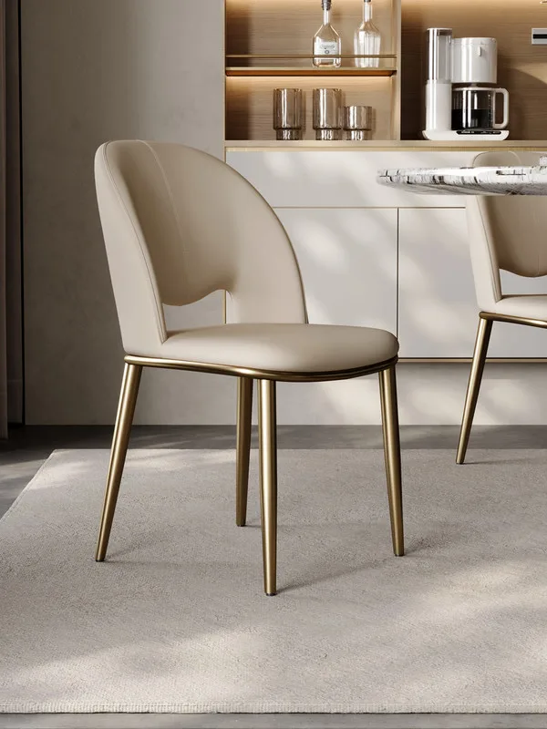 JP Minimalist Dining Chair Leather Decor Stainless
