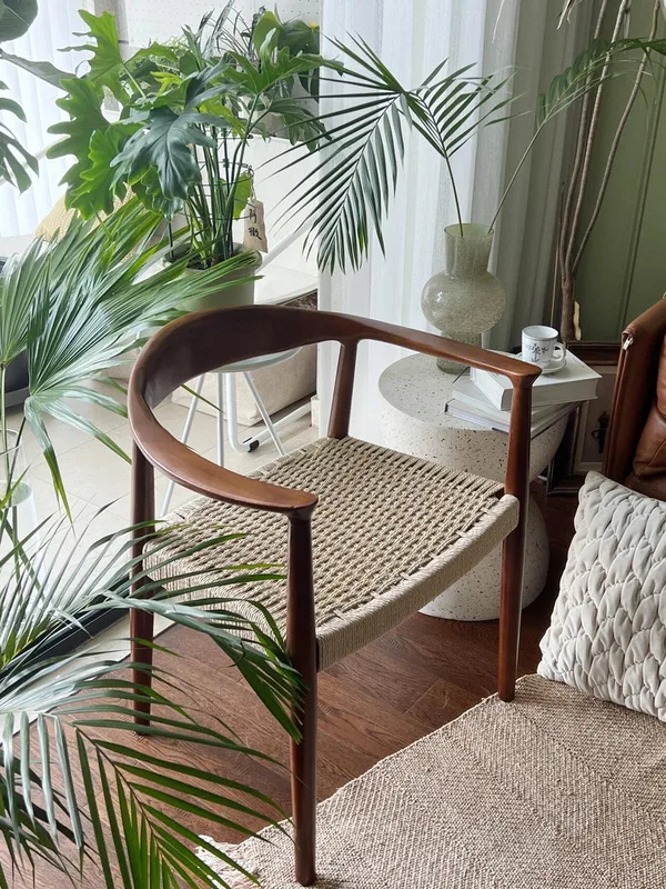 JP Modern Ash Wood Rattan Back Dining photo 2