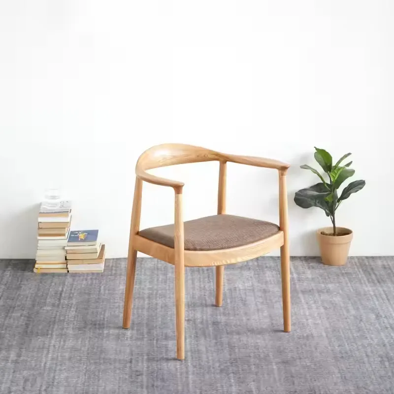 JP Modern Minimalist Solid Wood Dining Chair Curved Fabric