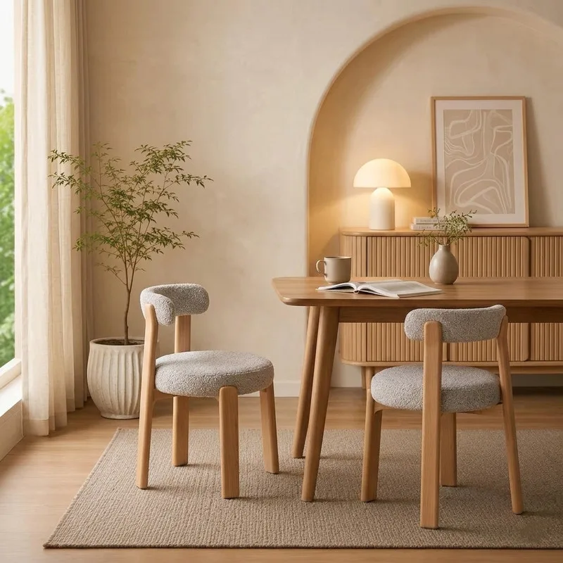 JP Modern Minimalist Solid Wood Dining Chairs Curved photo 2
