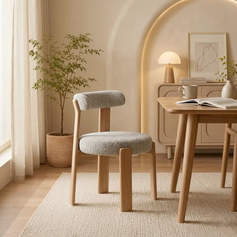JP Modern Minimalist Solid Wood Dining Chairs Curved